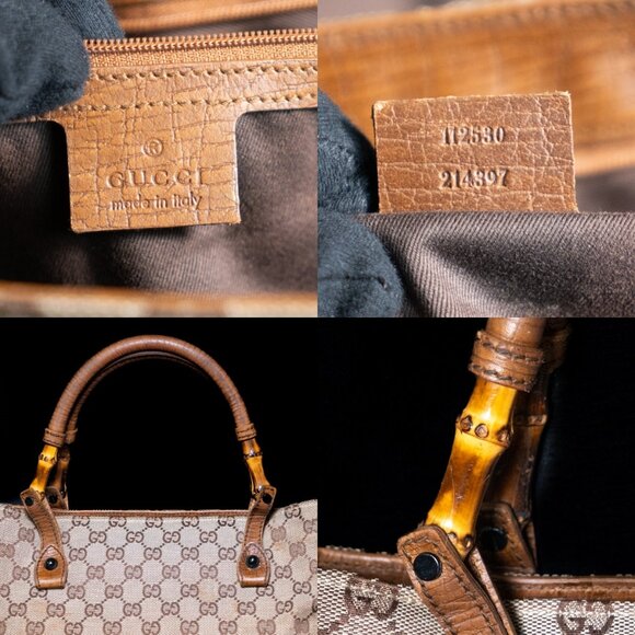 GUCCI GG Canvas Bamboo Tote Medium Large Vintage - Picture 3 of 16